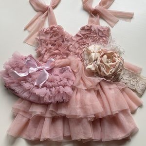 Etsy | Dusty Pink Tulle Dress Bloomers & Headband